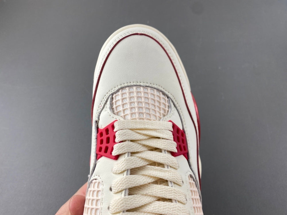 Low Top Sneakers, Off White Red Colorway, Leather Footwear, Lace Up Design, Casual Gift for Sneaker Fans