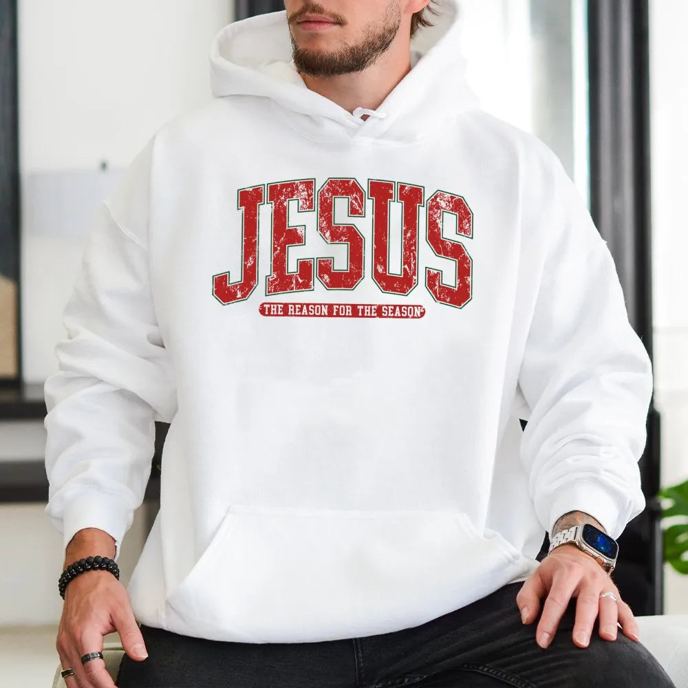 Retro Varsity Christian Hoodie, Jesus the Reason for the Season Hoodie, Faith Holiday Sweatshirt, Religious Christmas Hooded 