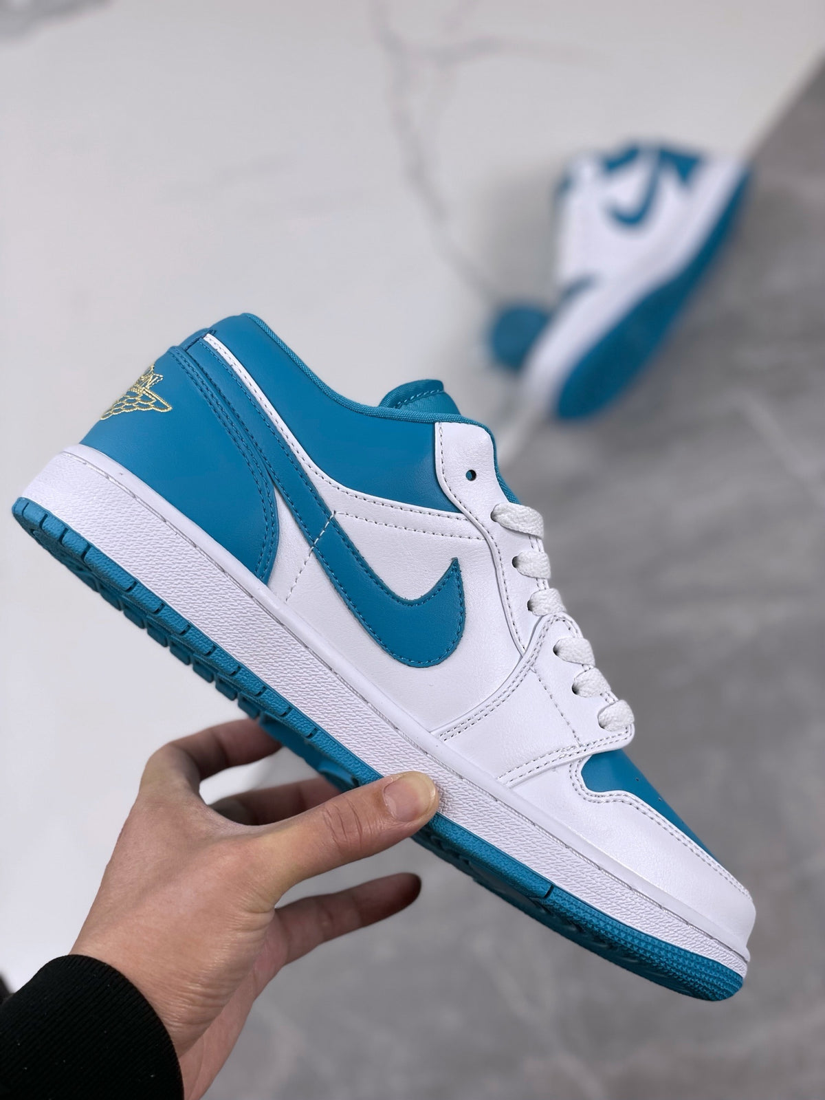 Low Top Sneakers, Blue White Colorway, Lace Up Design, Casual Gift for Sneaker Fans