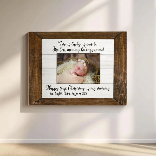 Custom Baby Photo Canvas, Baby First Christmas Canvas, Personalized Holiday Canvas Wall Art, First Christmas Canvas Print, Ne