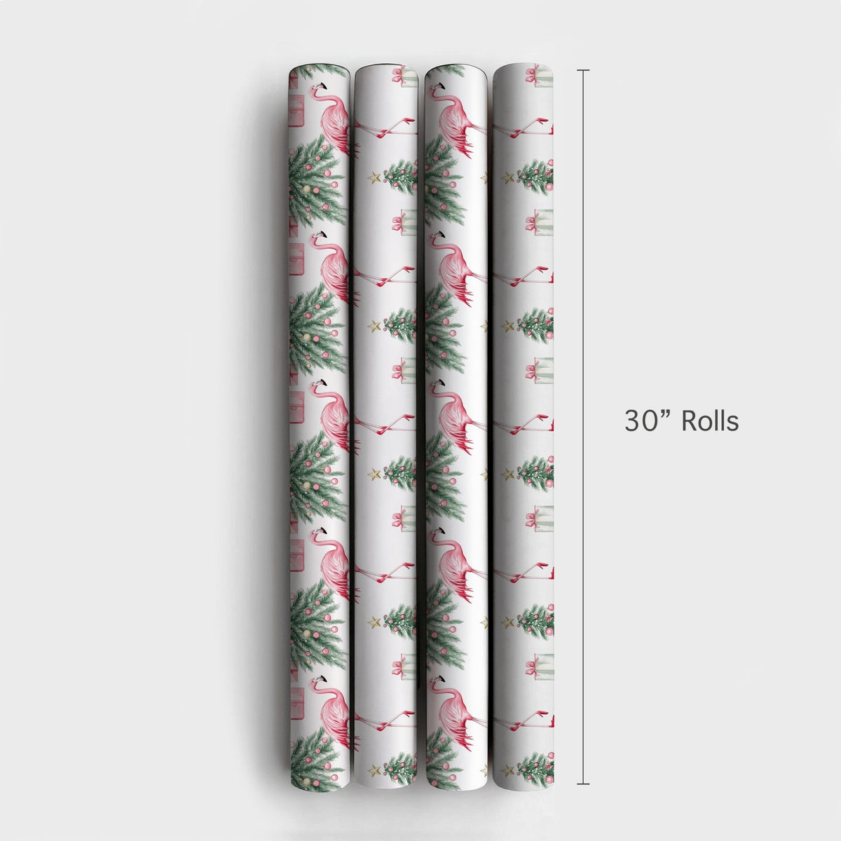 Tropical Holiday Gift Wrap, Pink Flamingo Christmas Wrapping Paper, Watercolor Flamingo Tree Wrapping Paper, Whimsical Christ