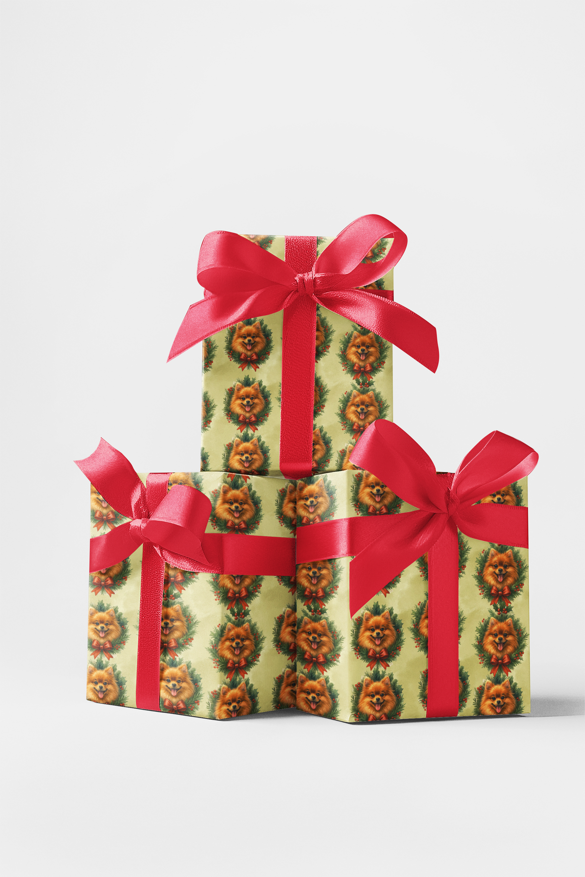 Adorable Holiday Dog Wrapping Paper, Pomeranian Christmas Wrapping Paper, Festive Puppy Present Gift Wrap, Winter Pet Lover G