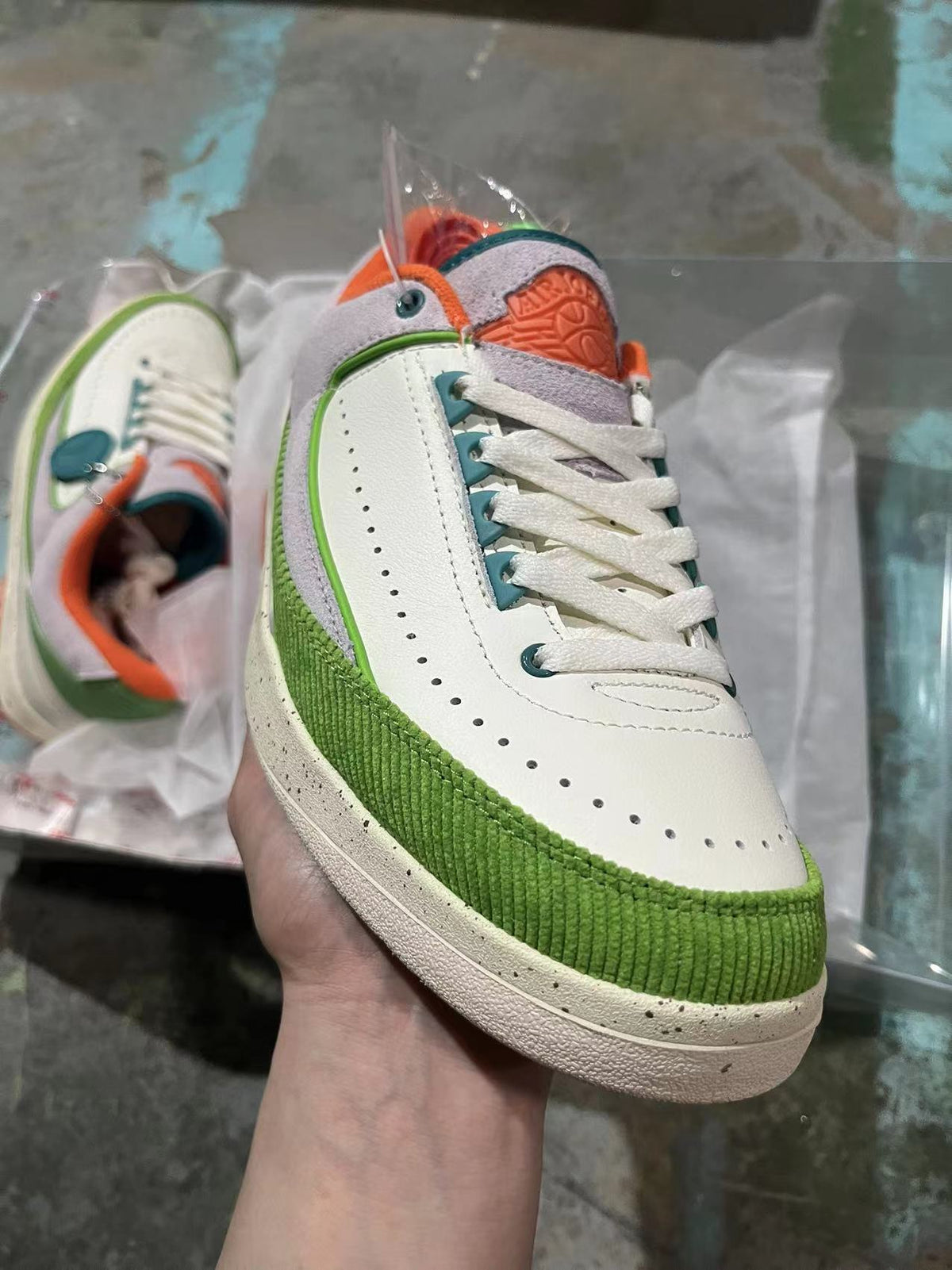 Low Top Sneakers, White Green Colorway, Lace Up Design, Casual Gift for Sneaker Fans