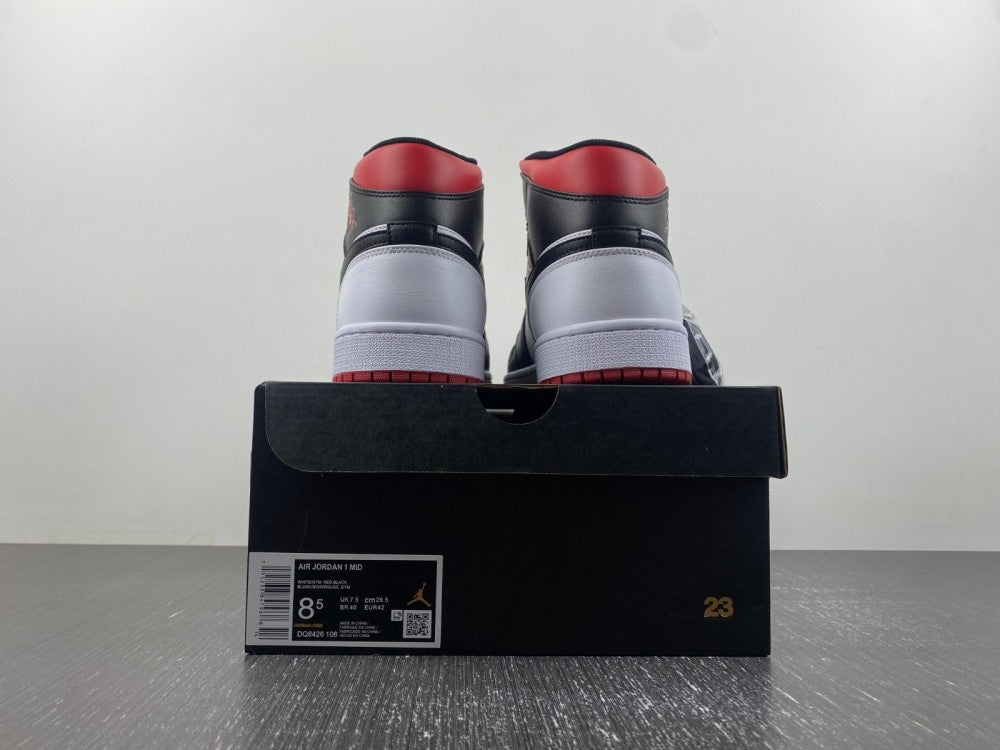 Mid Top Sneakers, White Black Red Colorway, Lace Up Design, Casual Gift for Sneaker Fans