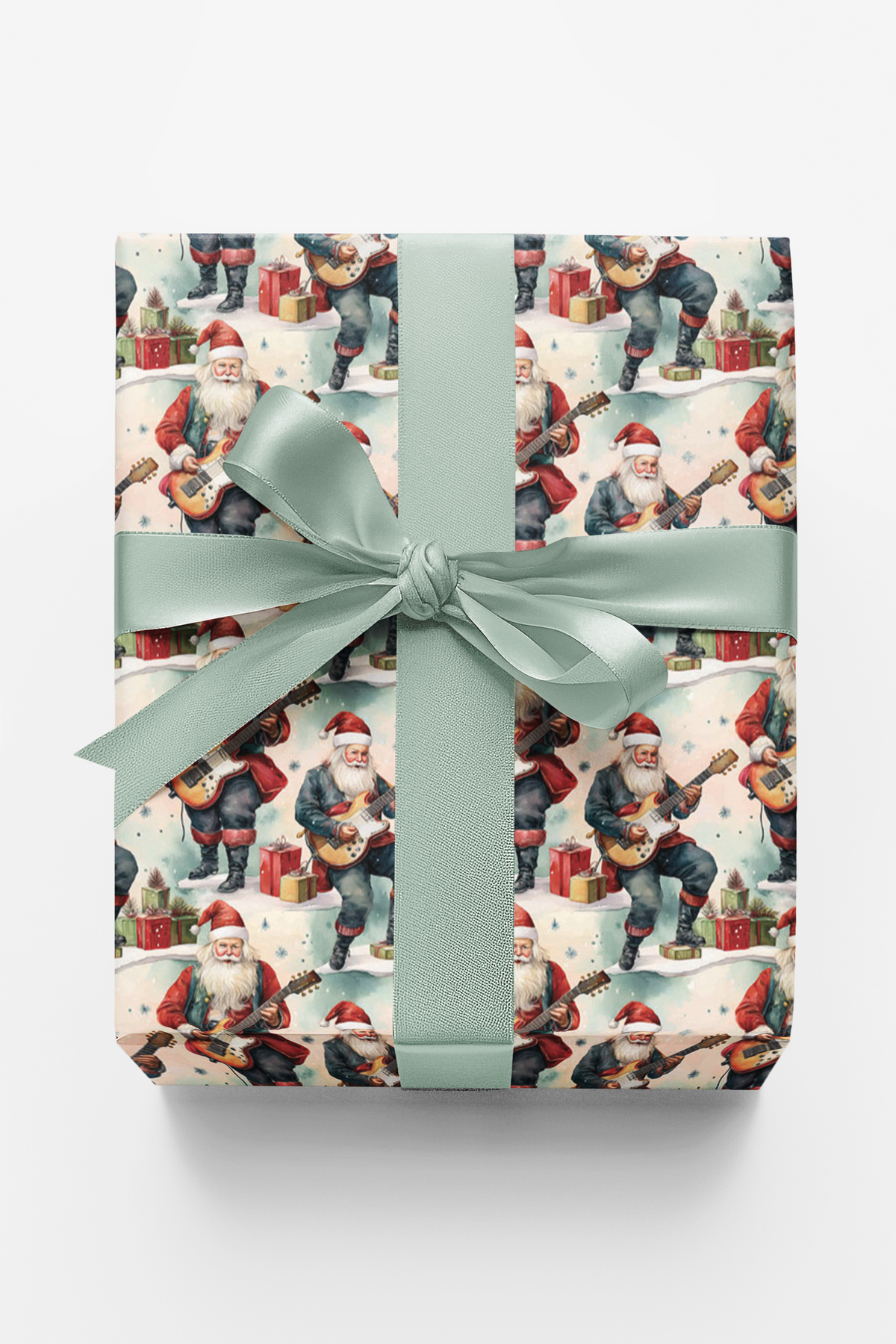 Musician Christmas Gift Wrap, Rocking Santa Guitar Wrapping Paper, Retro Rock and Roll Wrapping Paper, Humorous Holiday Prese