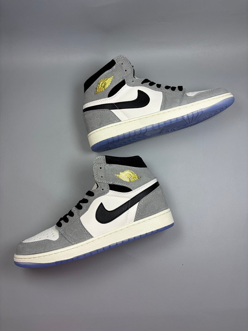 High Top Sneakers, Gray Colorway, Lace Up Design, Casual Gift for Sneaker Fans