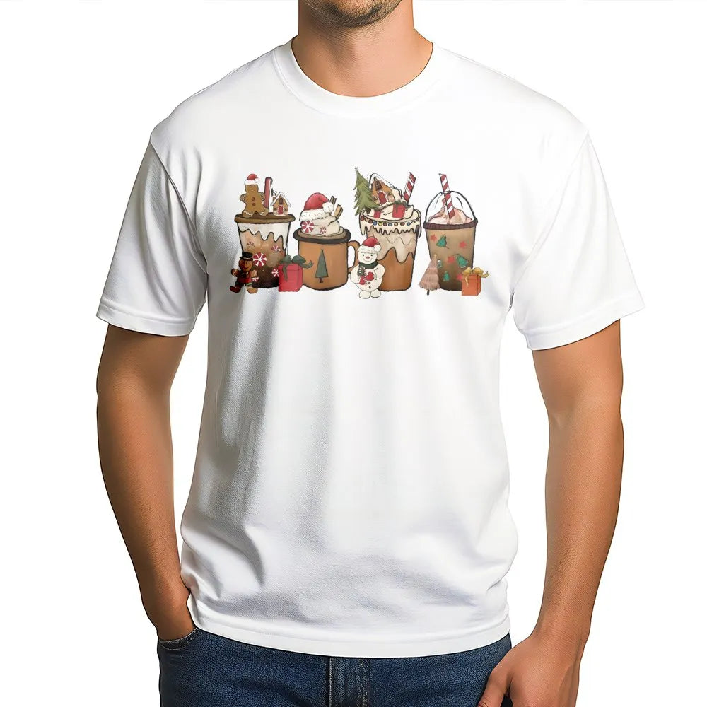 Gingerbread Latte Graphic Shirt, Christmas Coffee T-Shirt, Comfy Winter Cafe Lover Tee, Festive Holiday Apparel, Xmas Coffee 