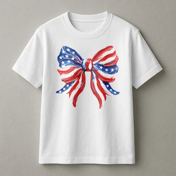 Patriotic Bow Sweatshirt | Coquette USA Flag Graphic | Soft Cotton Blend Crewneck | 4th of July Gift for Her