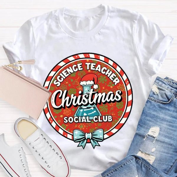 Humorous Holiday Chemistry STEM Shirt, Science Teacher Christmas Social Club T-Shirt, Festive Science Graphic Tee, Xmas Educa
