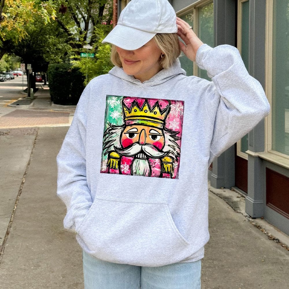 Watercolor Holiday Sweatshirt, Nutcracker Christmas Hoodie, Adorable Festive Xmas Art Hoodie, Nutcracker Ballet Graphic Hoodi