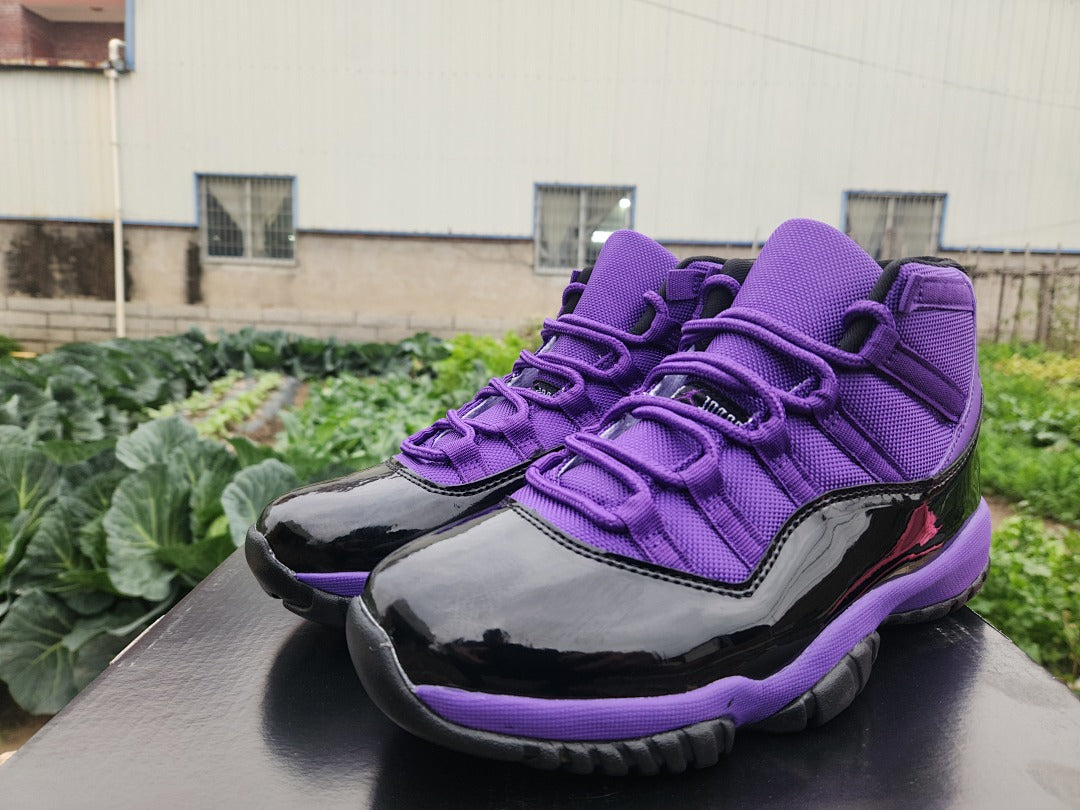 High Top Sneakers, Black Purple Colorway, Lace Up Design, Casual Gift for Sneaker Fans
