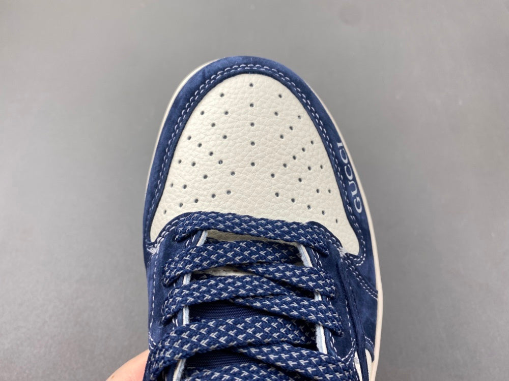 Low Top Sneakers, Off White Blue Colorway, Reverse Hook Design, Lace Up Design, Casual Gift for Sneaker Fans