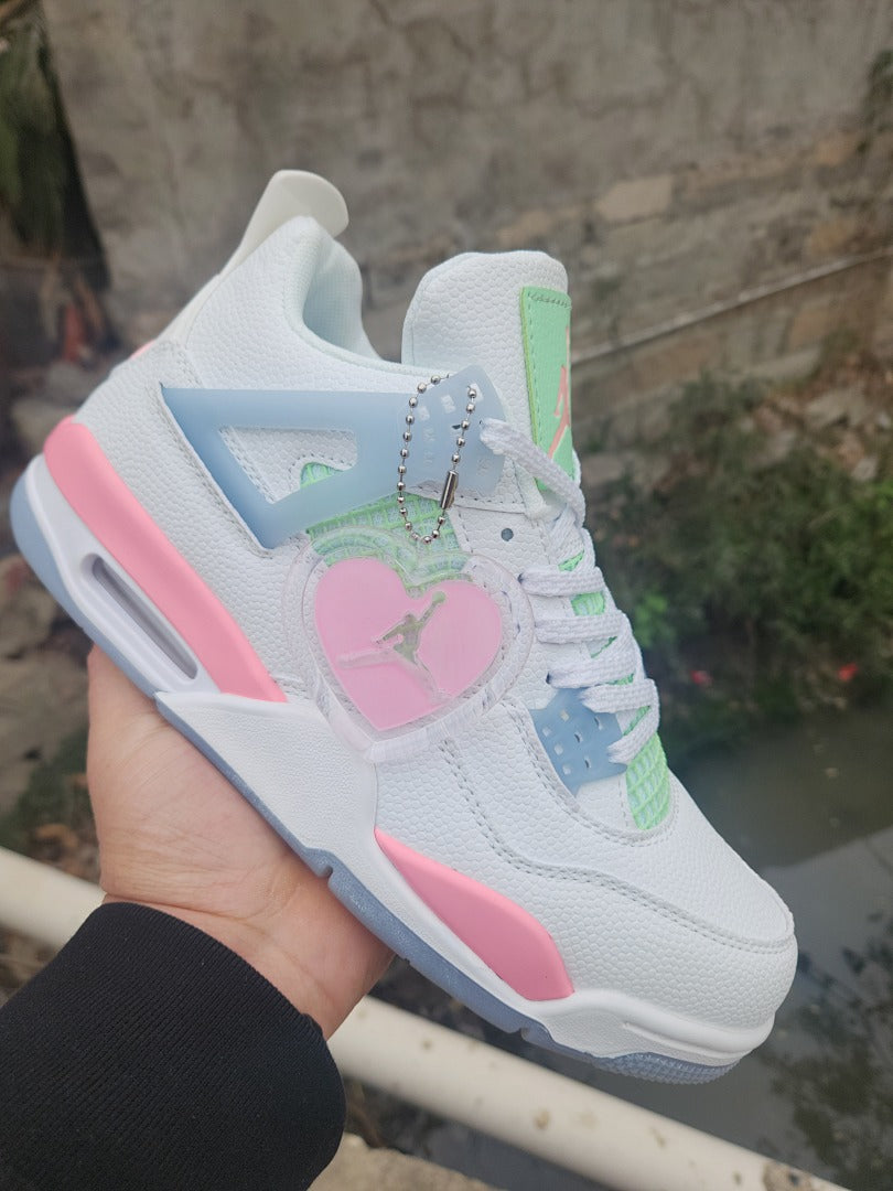Mid Top Sneakers, Pink Colorway, Valentine Design, Lace Up Design, Casual Gift for Sneaker Fans