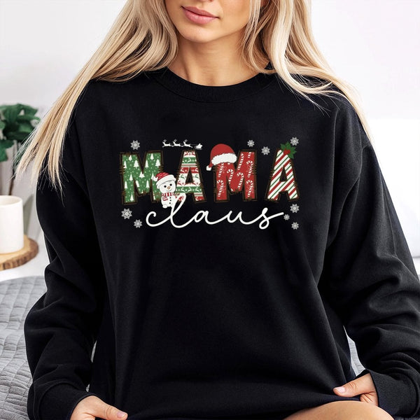 Adorable Snowman Mama Claus Crewneck, Mama Claus Christmas Sweatshirt, Festive Holiday Mama Claus Pullover, Winter Xmas Sweat