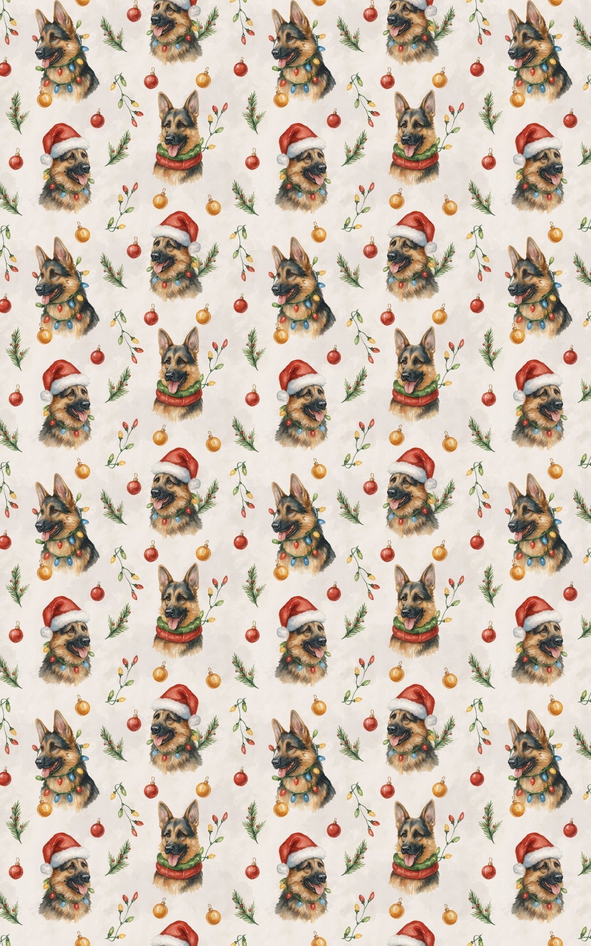 German Shepherd Dog Holiday Gift Wrap, German Shepherd Christmas Wrapping Paper, Santa Hat Pup Wrapping Paper, Dog Lover Xmas