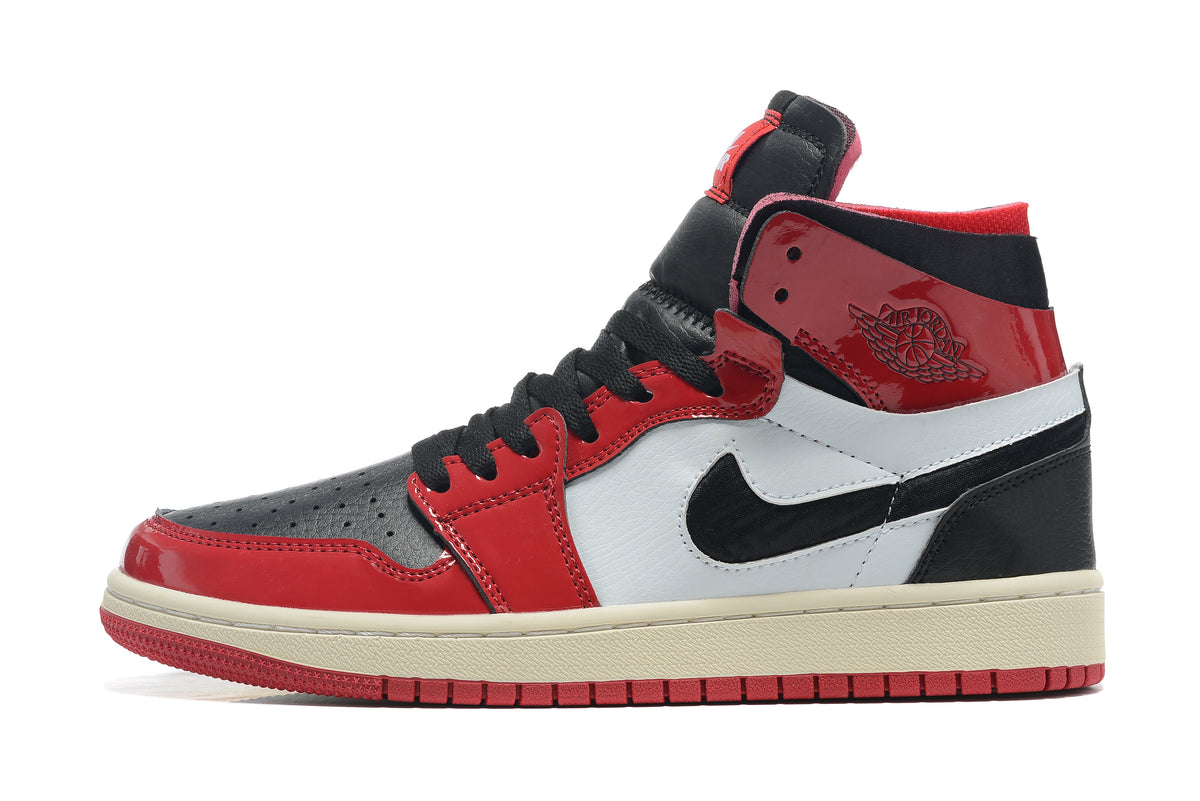 Sneakers, Red Black White Colorway, Patent Leather Footwear, Lace Up Design, Casual Gift for Sneaker Fans