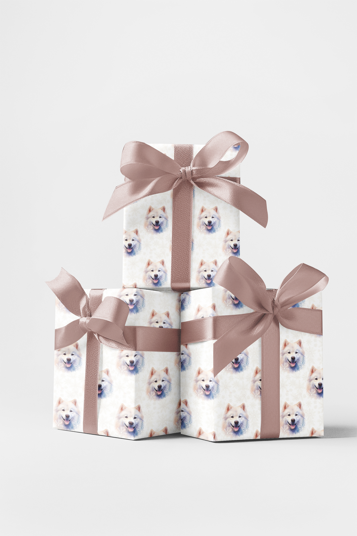Winter Snowflake Gift Wrap, Samoyed Dog Wrapping Paper, Holiday Puppy Wrapping Paper, Snowfall Dog Gift Wrap, Christmas Dog L