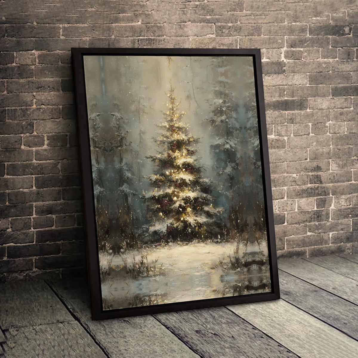 Impressionist Winter Forest Canvas Print, Christmas Tree Canvas Wall Art, Snowy Landscape Canvas Art, Holiday Season Wall Dec
