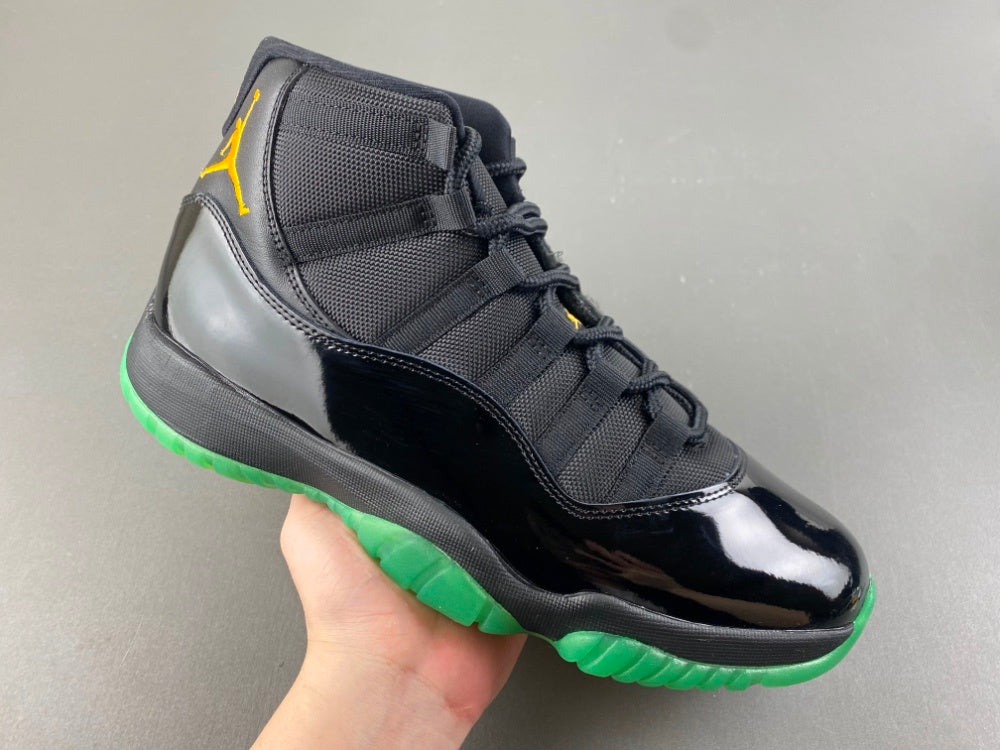Low Top Sneakers, Black Green Yellow Colorway, Lace Up Design, Casual Gift for Sneaker Fans