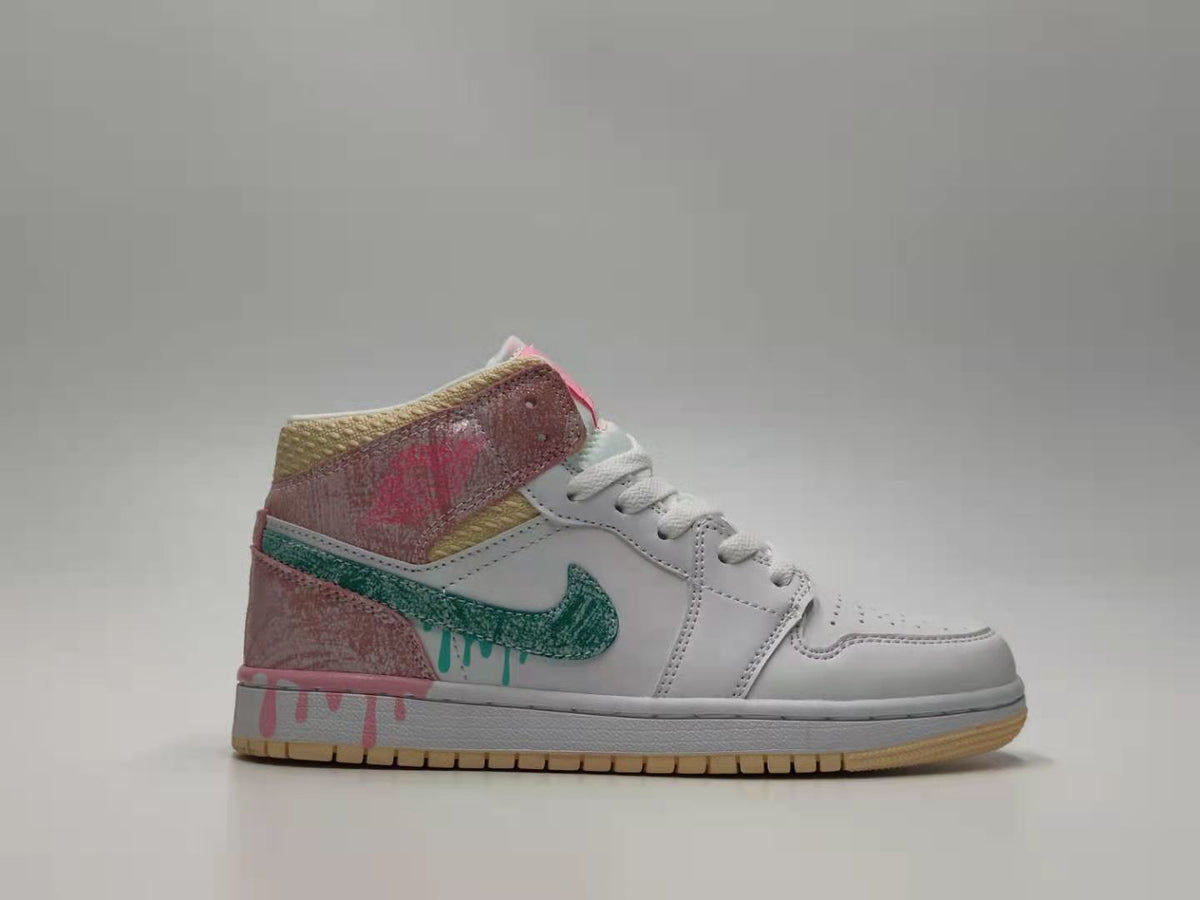 Sneakers, White Pastel Colorway, Lace Up Design, Casual Gift for Sneaker Fans