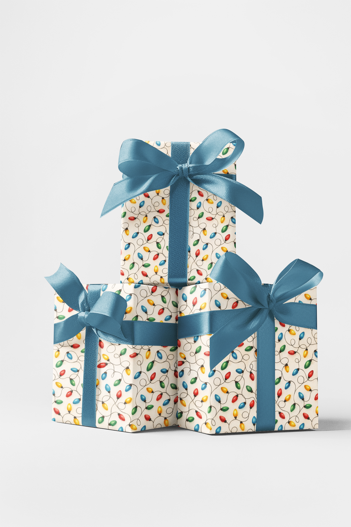 Tangled String Lights Gift Wrap, Christmas Lights Wrapping Paper, Colorful Holiday Present Paper, Fun Christmas Gift Wrap Rol