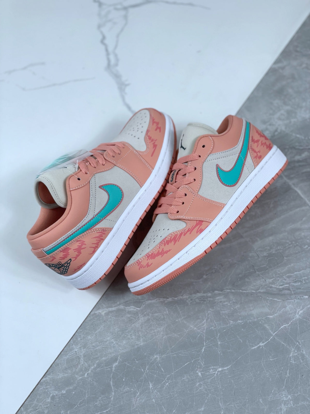 Low Top Sneakers, Green Pink Colorway, Lace Up Design, Casual Gift for Sneaker Fans