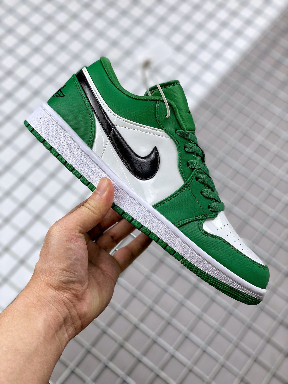Low Top Sneakers, Green White Colorway, Lace Up Design, Casual Gift for Sneaker Fans