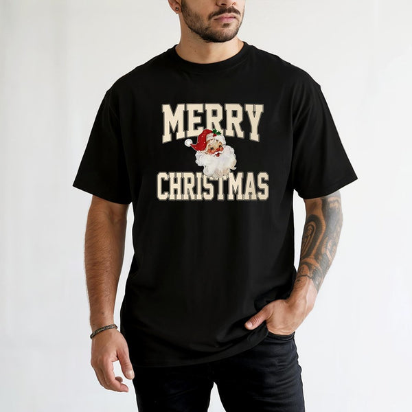 Vintage Retro Style Graphic Tee, Merry Christmas Santa T-Shirt, Classic St Nick Holiday Shirt, Nostalgic Xmas Party Tops for 