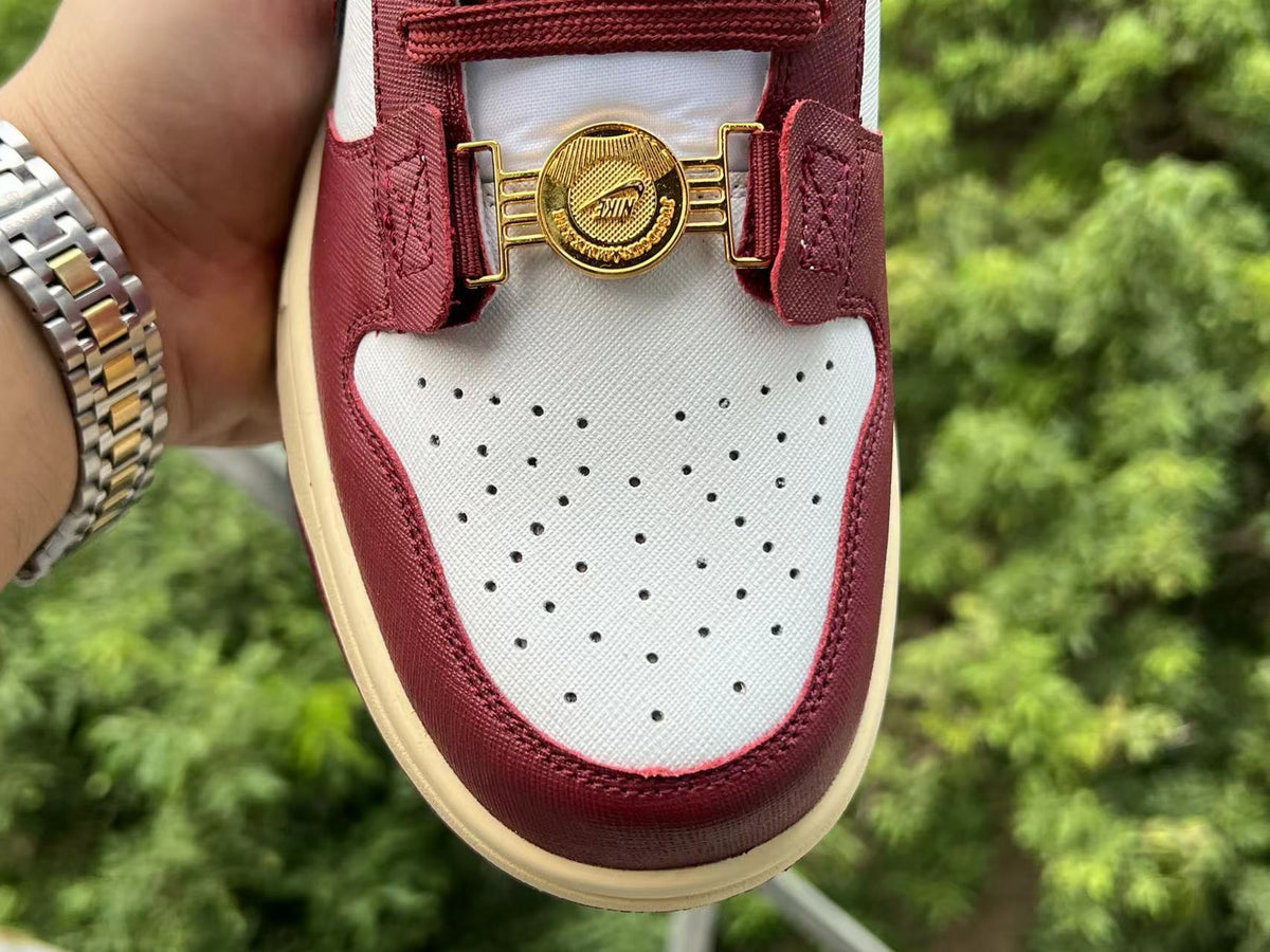 Low Top Sneakers, Burgundy White Colorway, Lace Up Design, Casual Gift for Sneaker Fans
