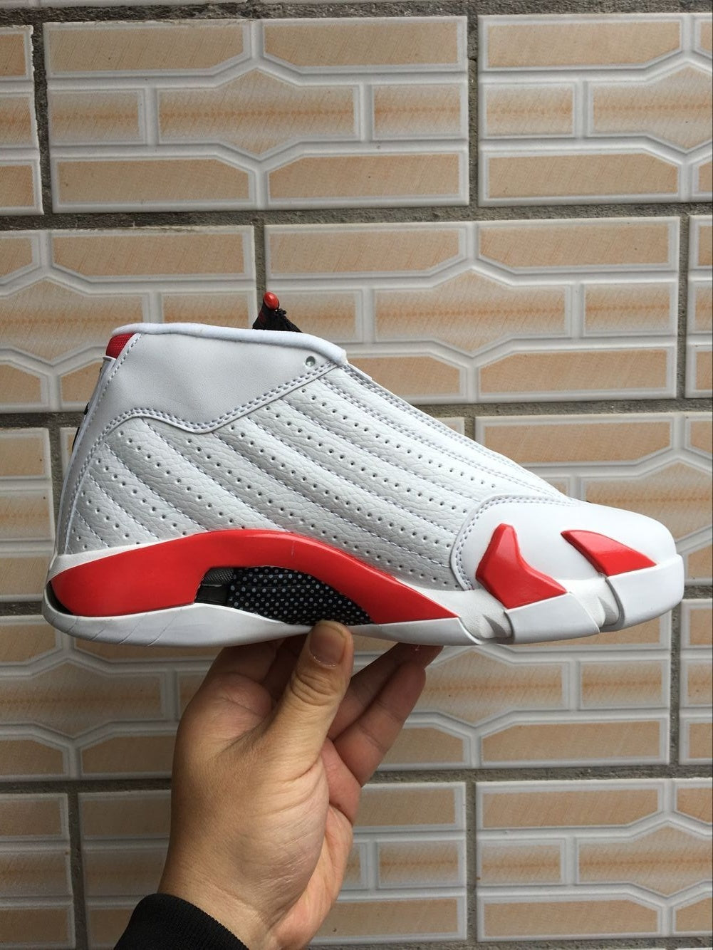 Sneakers, White Red Colorway, Lace Up Design, Casual Gift for Sneaker Fans