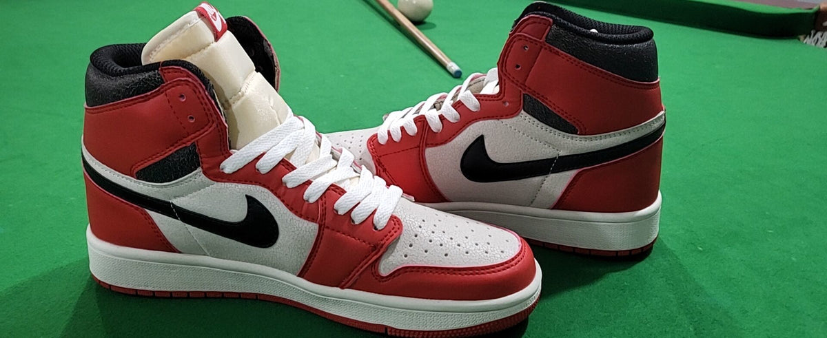 Retro Sneakers, Red White Black Colorway, Lace Up Design, Casual Gift for Sneaker Fans