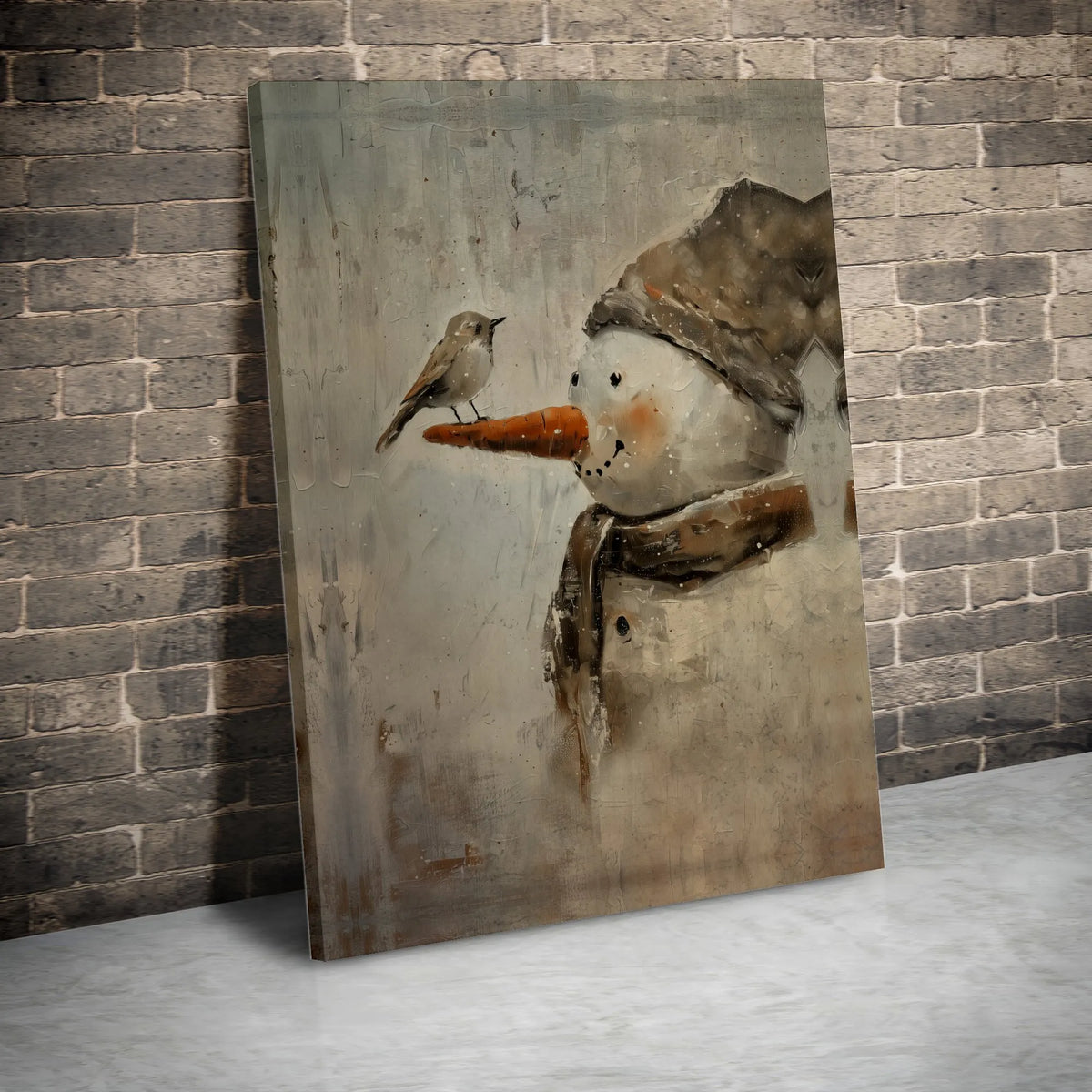 Winter Bird Snowman Poster, Rustic Snowman Wall Art, Whimsical Snowman Print, Farmhouse Christmas Decor, Digital Download Pri