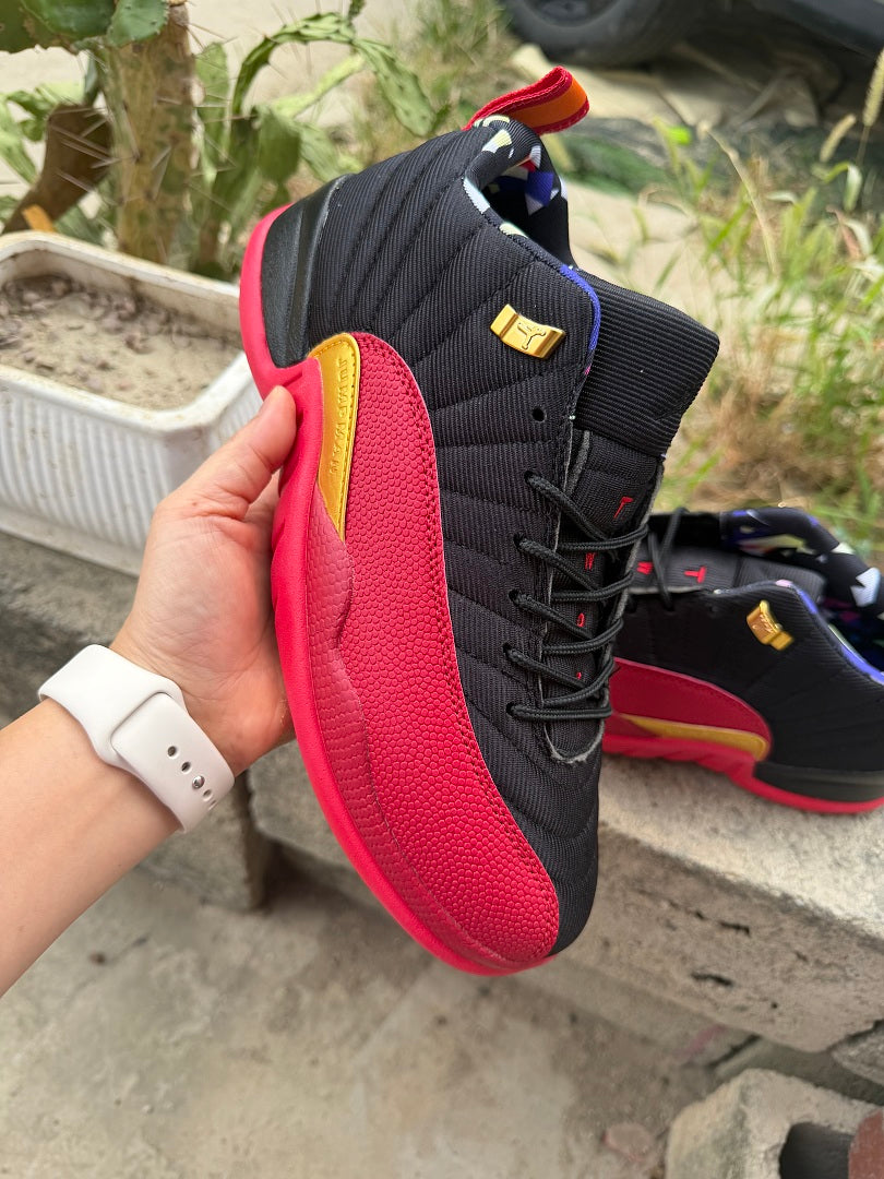 Low Top Sneakers, Black Red Colorway, Lace Up Design, Casual Gift for Sneaker Fans