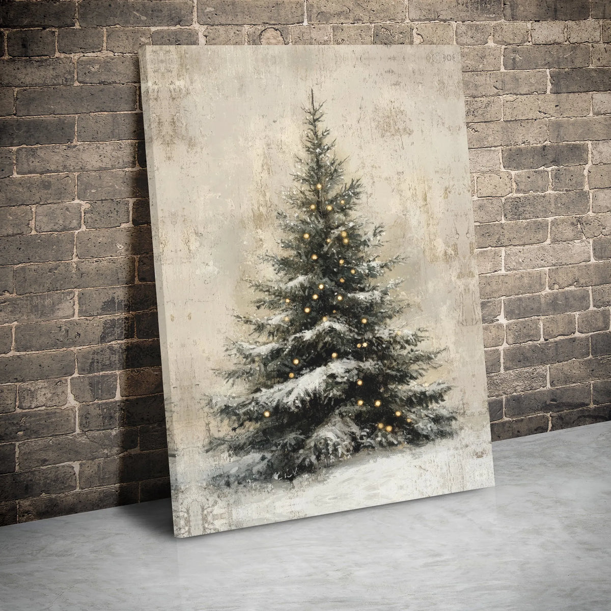 Snow Covered Pine Canvas Print, Rustic Christmas Tree Canvas Wall Art, Winter Holiday Canvas, Farmhouse Christmas Wall Decor,
