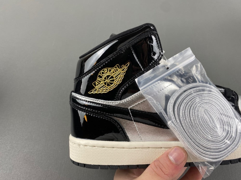 Mid Top Sneakers, Black Silver Gold Colorway, Lace Up Design, Casual Gift for Sneaker Fans