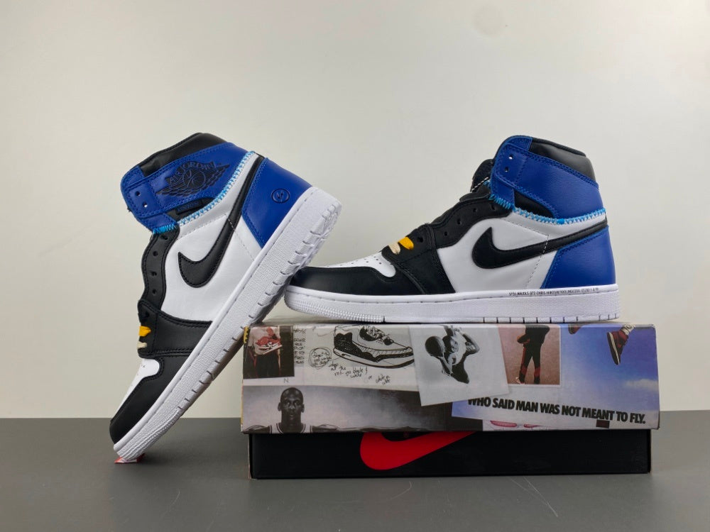High Top Sneakers, White Black Blue Colorway, Lace Up Design, Casual Gift for Sneaker Fans