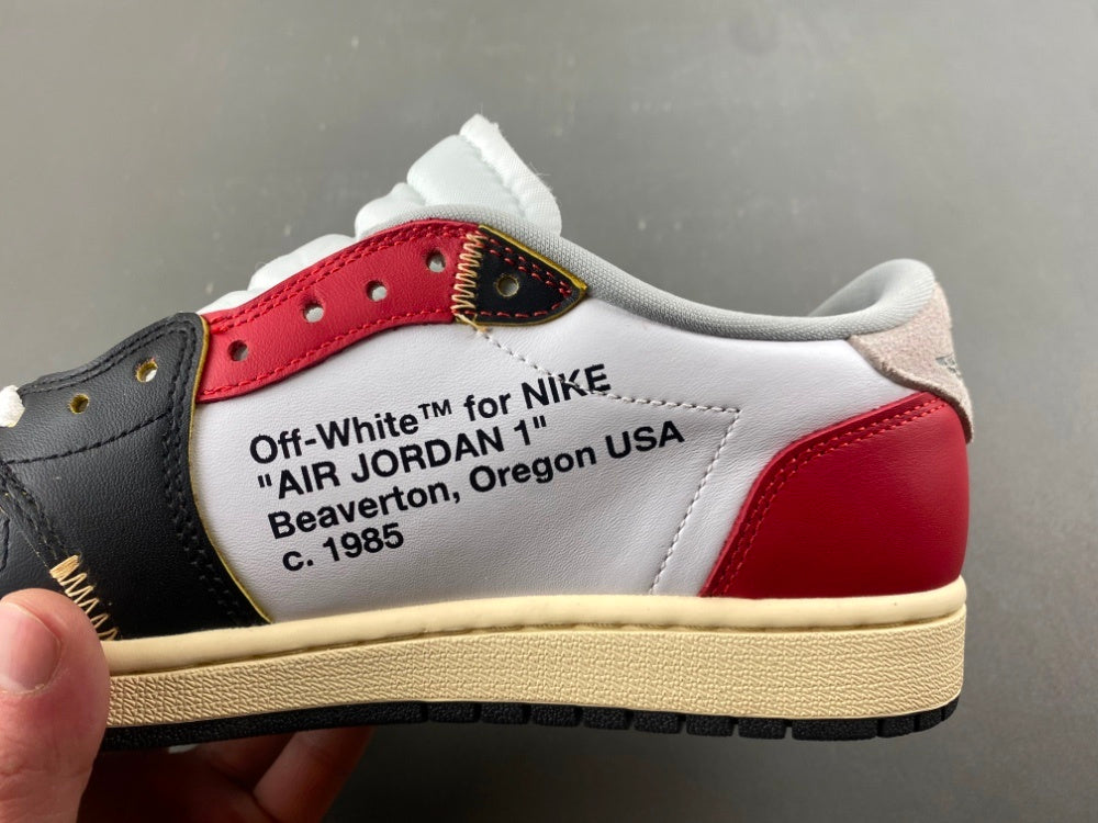 Low Top Sneakers, White Black Red Colorway, Leather Footwear, Reverse Hook Design, Lace Up Design, Casual Gift for Sneaker Fans