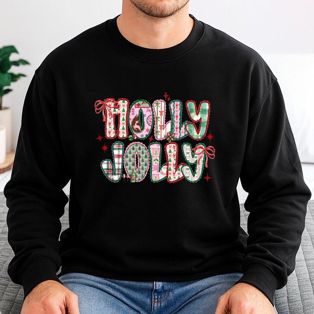 Preppy Christmas Sweatshirt, Holly Jolly Sweatshirt, Retro Holiday Sweatshirt, Adorable Christmas Crewneck, Winter Pullover, 