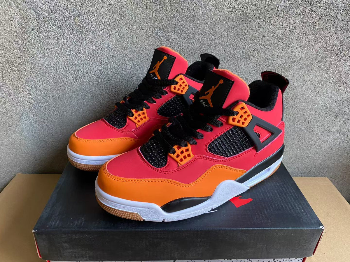 Mid Top Sneakers, Red Orange Colorway, Lace Up Design, Casual Gift for Sneaker Fans