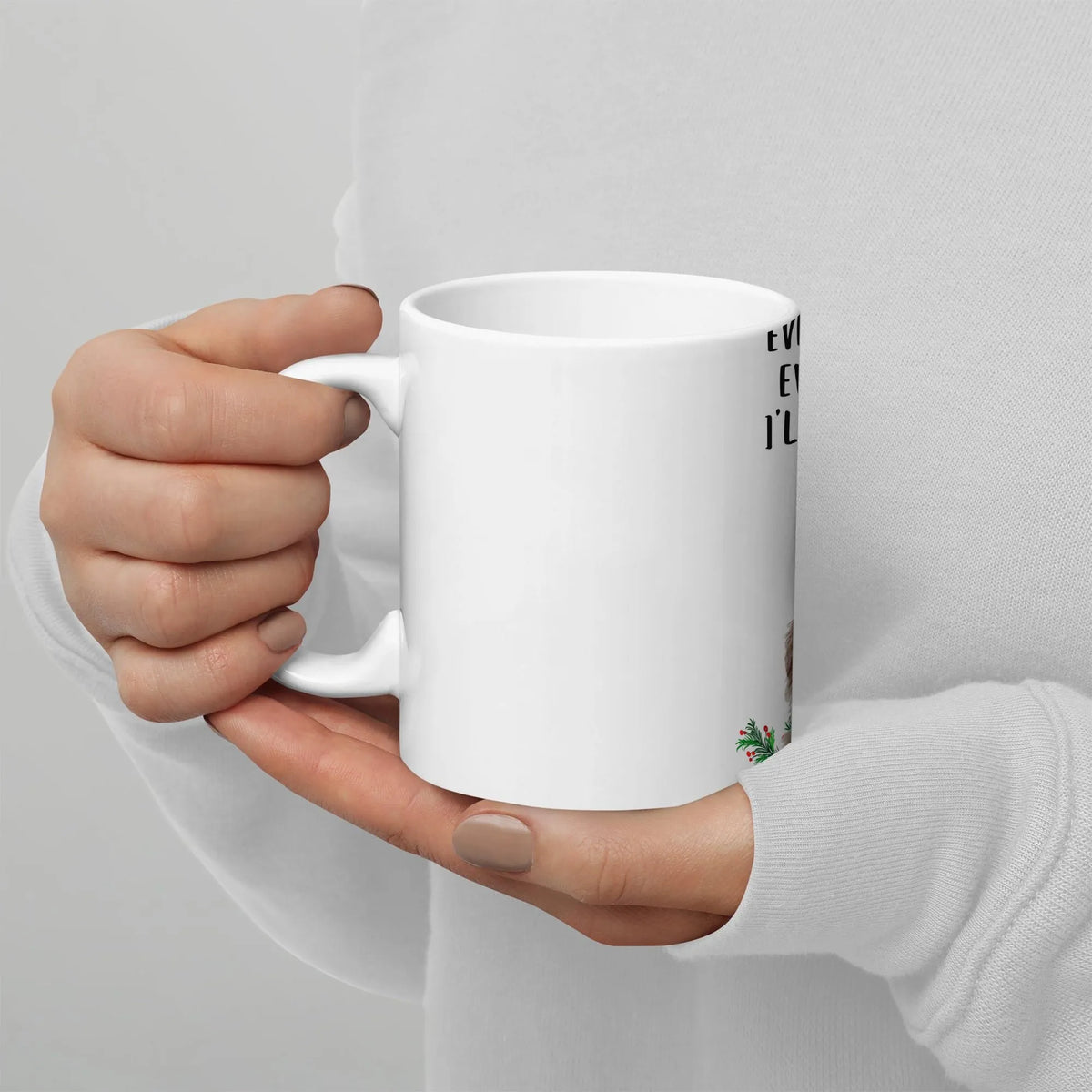 Fall Asleep Humorous Christmas Coffee Mug, Holiday Sloth Mug, Adorable Lazy Sloth Holiday Cup, Glossy Ceramic Xmas Drinkware 
