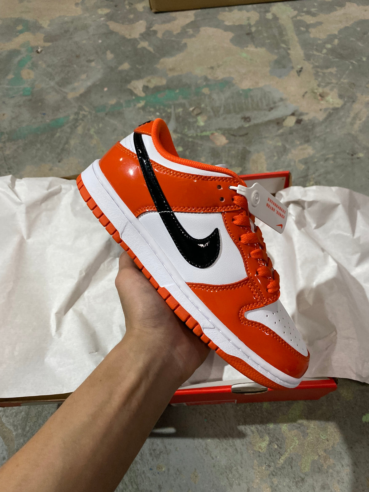 Low Top Skate Shoes, White Black Orange Colorway, Lace Up Design, Casual Gift for Shoe Lovers