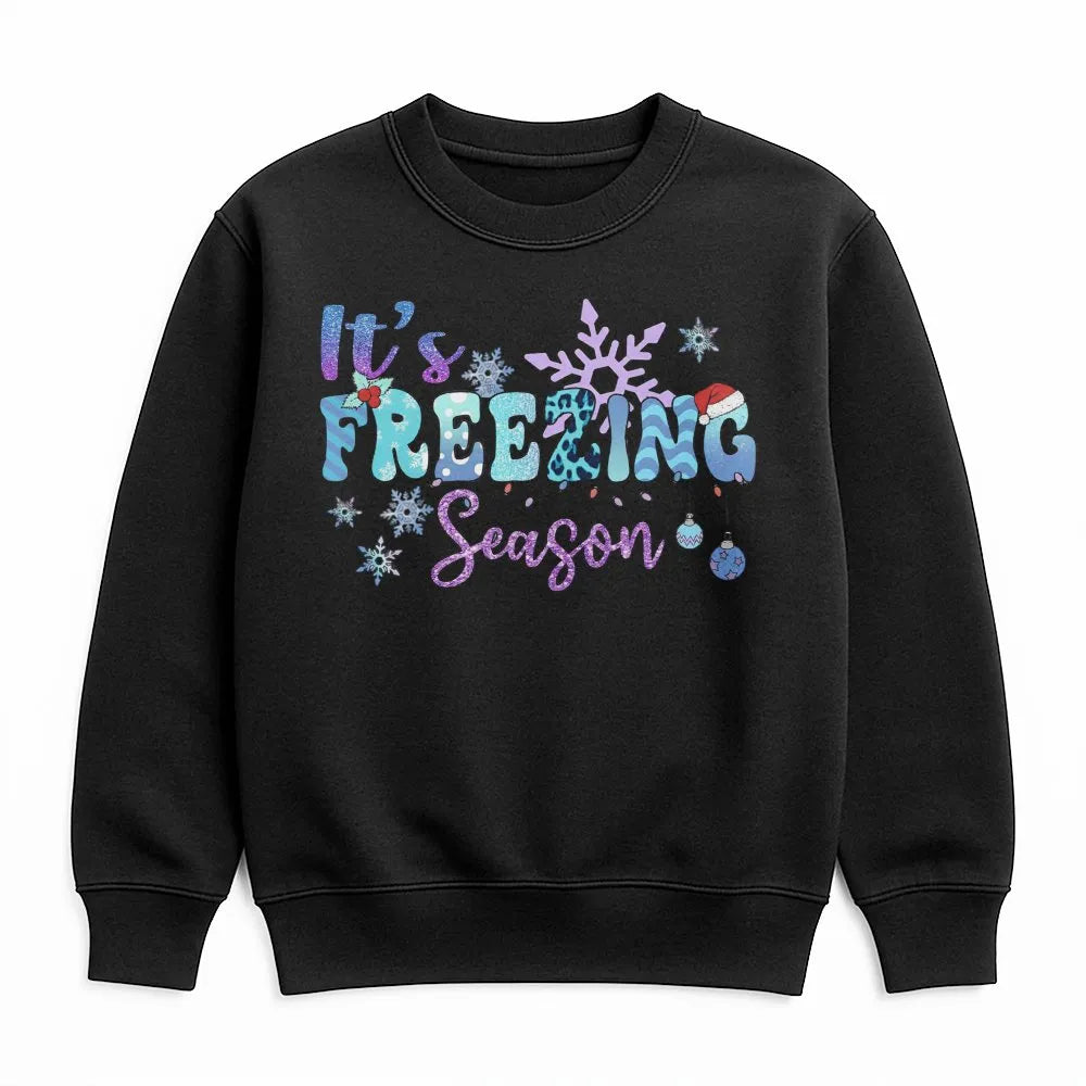 Snowflake Graphic Sweatshirt, It's Freezing Season Sweatshirt, Comfy Winter Holiday Crewneck, Christmas Winter Sweatshirt, Pr