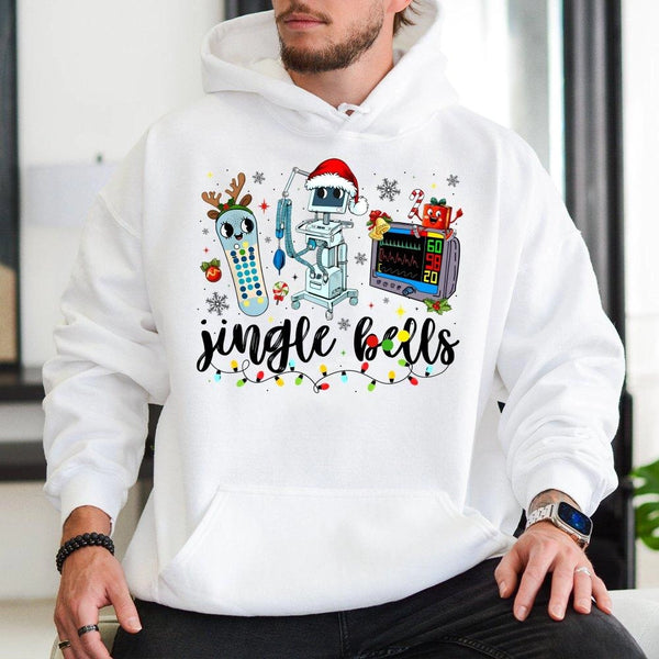 Adorable Medical Equipment Holiday Sweatshirt, Nurse Christmas Hoodie, Festive RN Pullover, Nursing Student Hooded Sweater, H