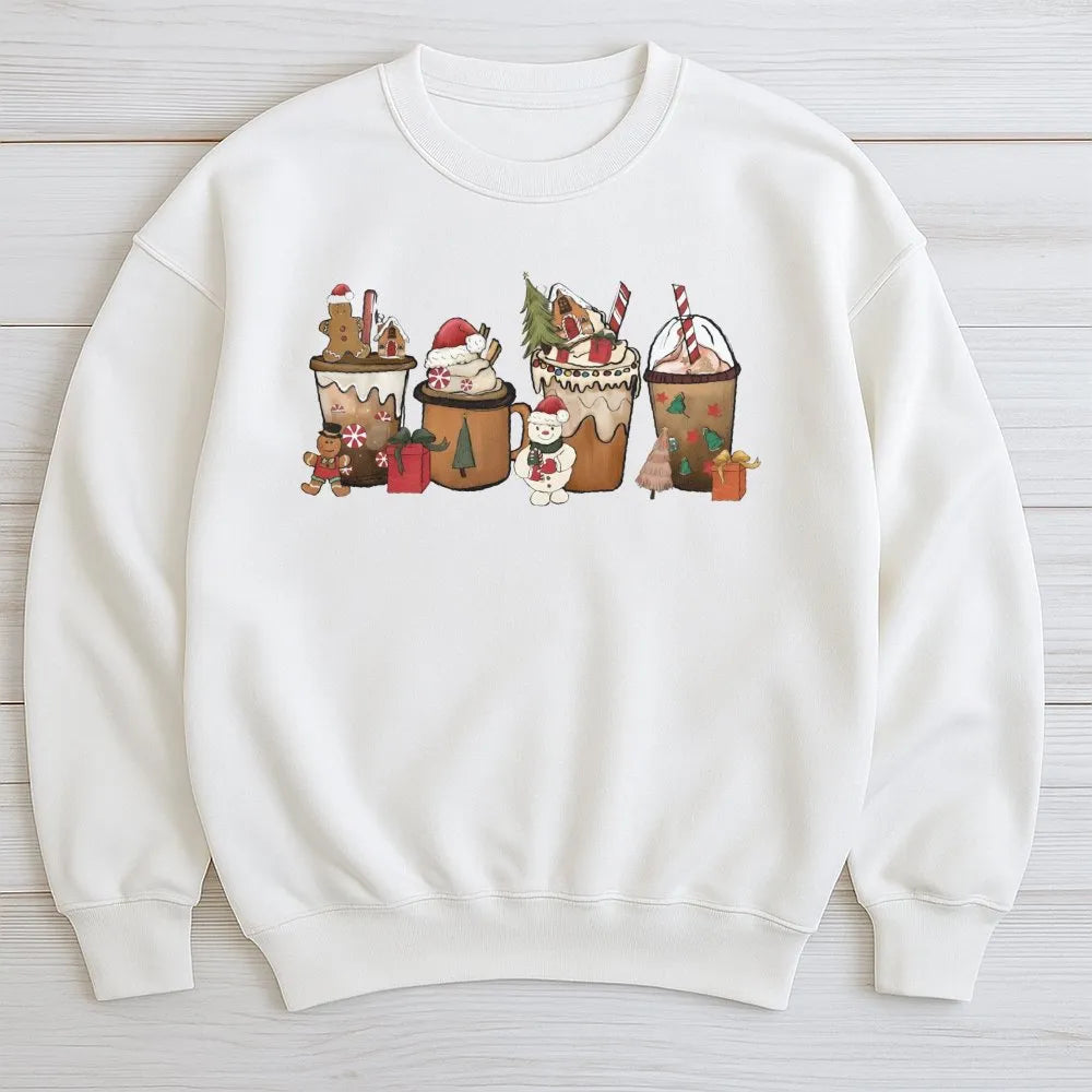 Gingerbread Latte Holiday Sweater, Christmas Coffee Sweatshirt, Comfy Coffee Crewneck, Winter Coffee Lover Graphic Sweatshirt