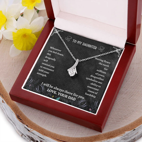 Sentimental Message Card Dragonfly Necklace, Dragonfly Pendant Necklace for Daughter, Birthday Christmas Keepsake Jewelry Pre