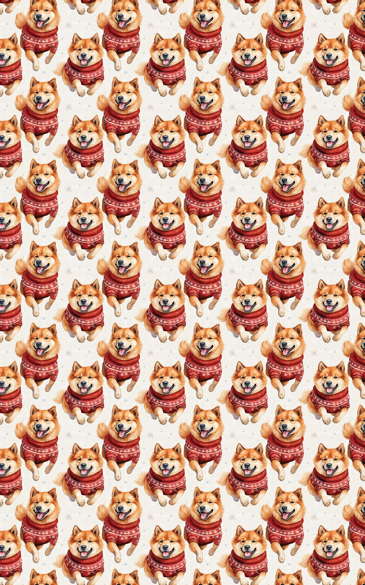 Running Dog in Sweaters Gift Wrap, Shiba Inu Christmas Wrapping Paper, Adorable Pet Present Paper, Holiday Dog Wrapping Paper