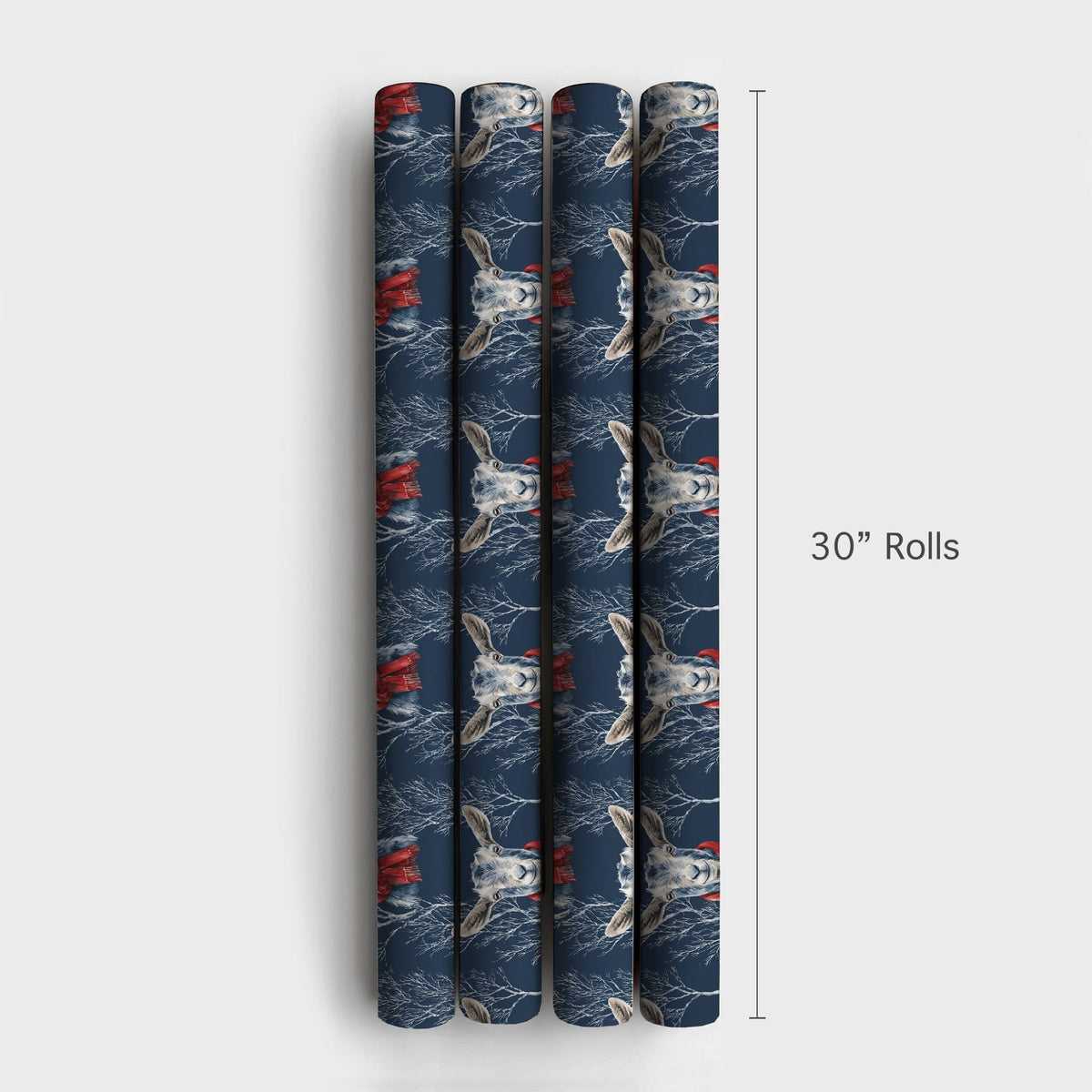 Navy Blue Red Scarf Holiday Gift Wrap, Winter Goat Christmas Wrapping Paper, Farm Animal Christmas Wrapping Paper, Festive Wi