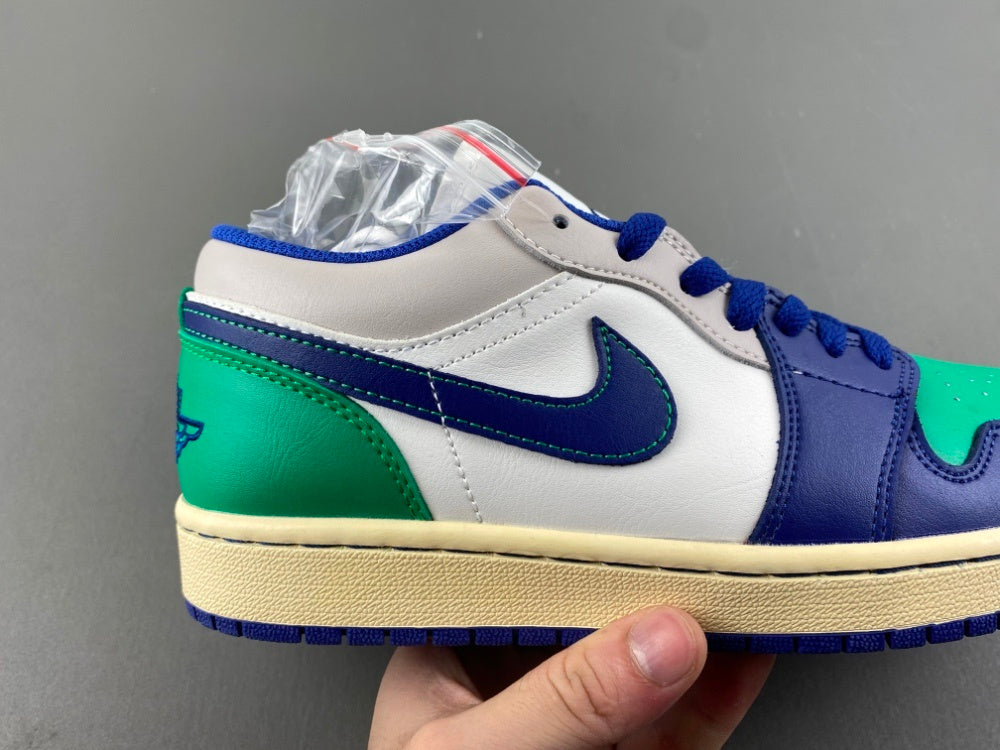 Low Top Sneakers, White Green Purple Colorway, Lace Up Design, Casual Gift for Sneaker Fans