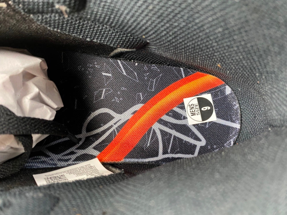 High Top Sneakers, Black White Orange Colorway, Lace Up Design, Casual Gift for Sneaker Fans