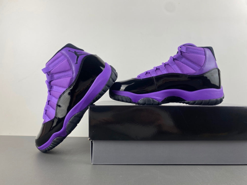 Retro High Top Sneakers, Black Purple Colorway, Leather Footwear, Lace Up Design, Casual Gift for Sneaker Fans